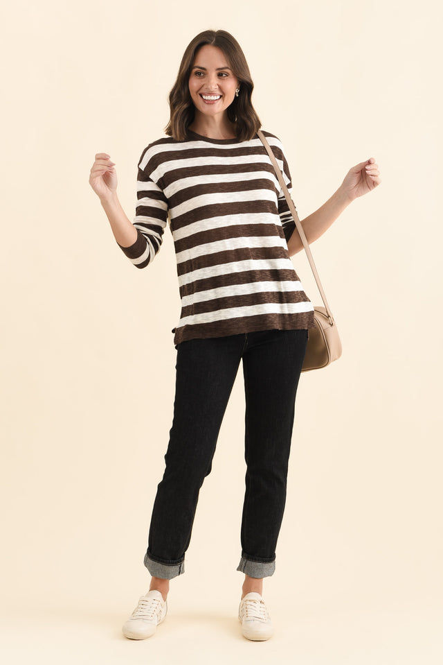 Natasha Chocolate Stripe Knit Top