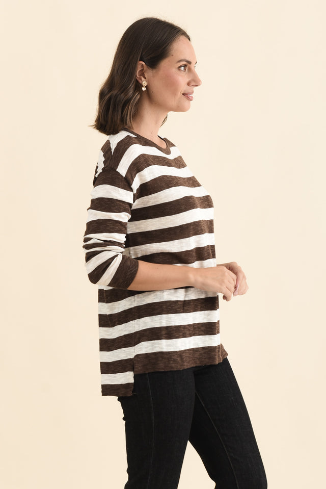 Natasha Chocolate Stripe Knit Top image 3
