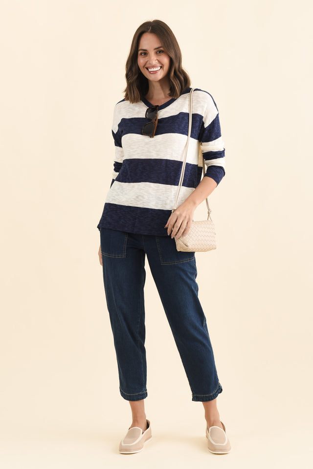 Natasha Dark Navy Stripe Knit Top
