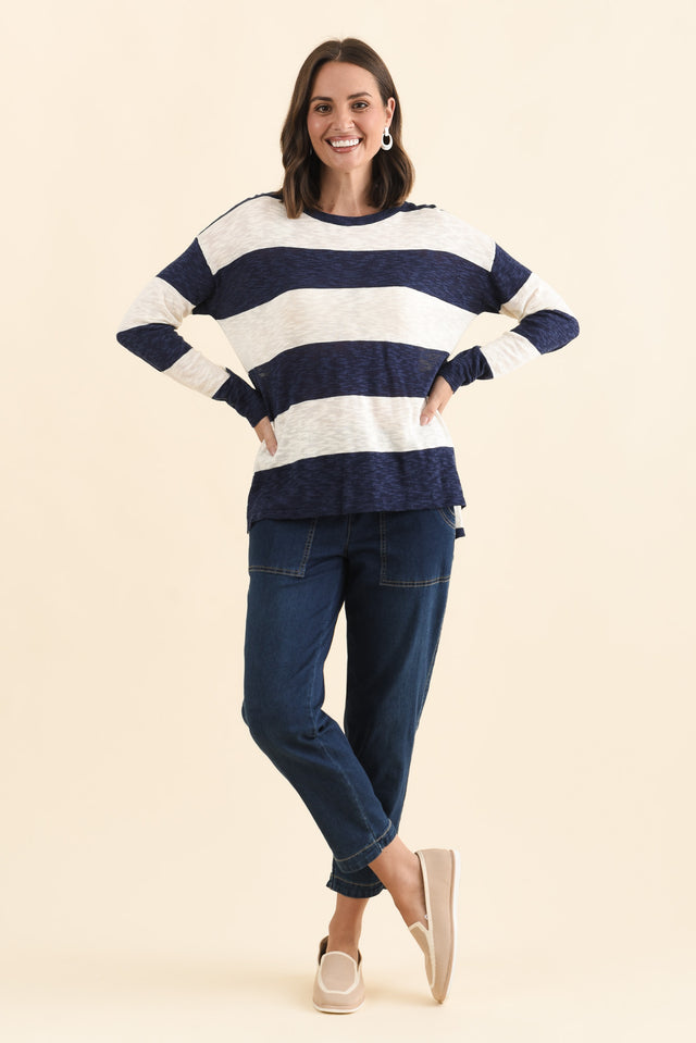 Natasha Dark Navy Stripe Knit Top image 8