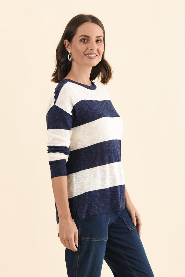 Natasha Dark Navy Stripe Knit Top image 5