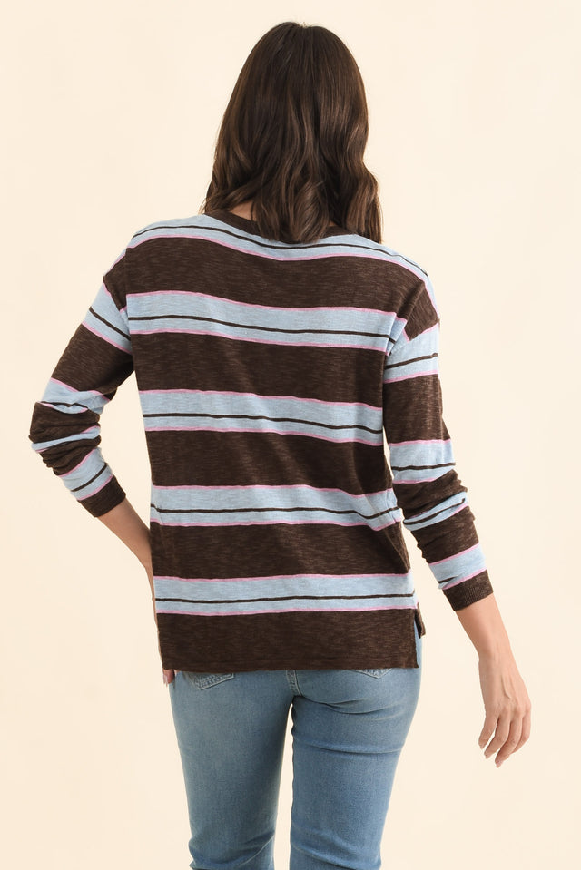 Natasha Mocha Stripe Knit Top,Brunette model,alt text|model:MJ image 4