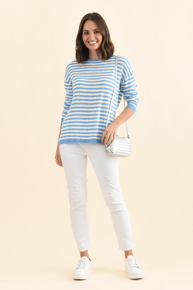 Natasha Sky Blue Stripe Knit Top