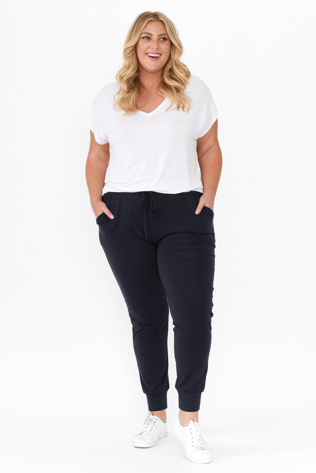 Navy Cotton Everyday Tie Sweatpants,Blonde model,alt text|model:Caitlin image 10