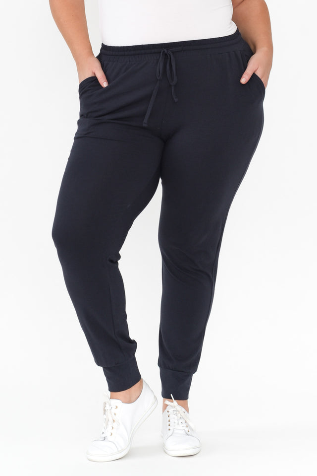 Navy Cotton Everyday Tie Sweatpants,Blonde model,plus-size,curve-basics,plus-size-Pants,plus-size-winter-clothing, alt text|model:Caitlin image 9