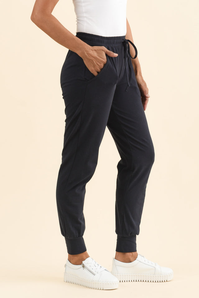 Navy Cotton Everyday Tie Sweatpants,Brunette model,alt text|model:Cara image 5