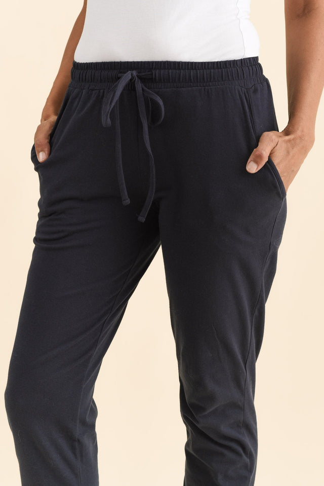 Navy Cotton Everyday Tie Sweatpants,Brunette model,alt text|model:Cara image 7
