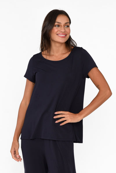 Navy Micro Modal Swing Tee neckline_Round