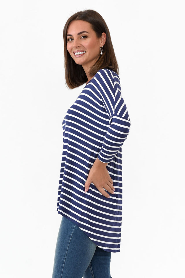 Navy Parisian Stripe Milan 3/4 Sleeve Top