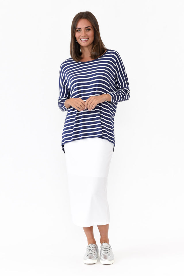 Navy Parisian Stripe Milan 3/4 Sleeve Top