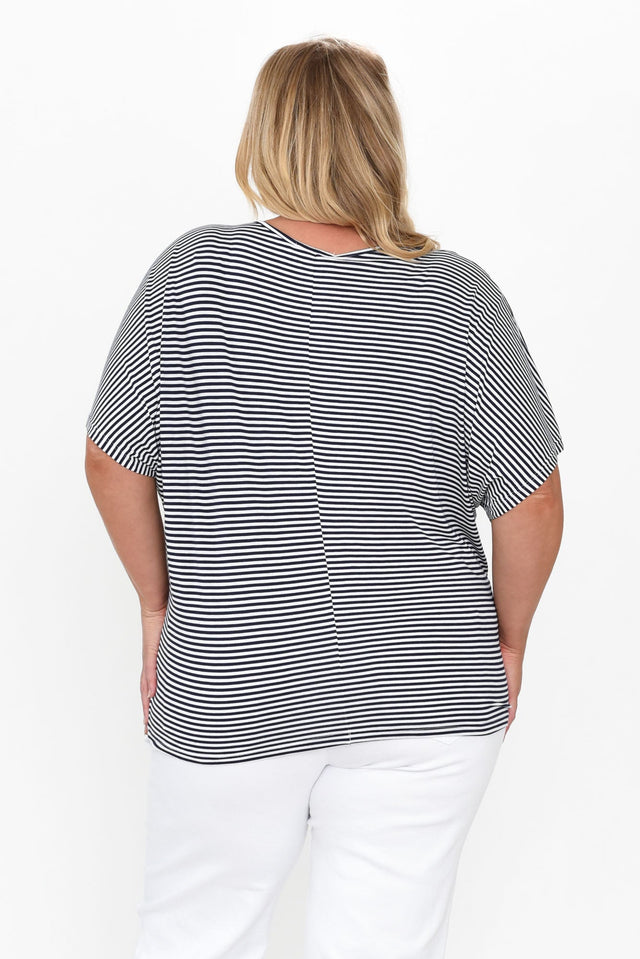 Navy and White Stripe Maui Tee,Blonde model,alt text|model:Caitlin image 12
