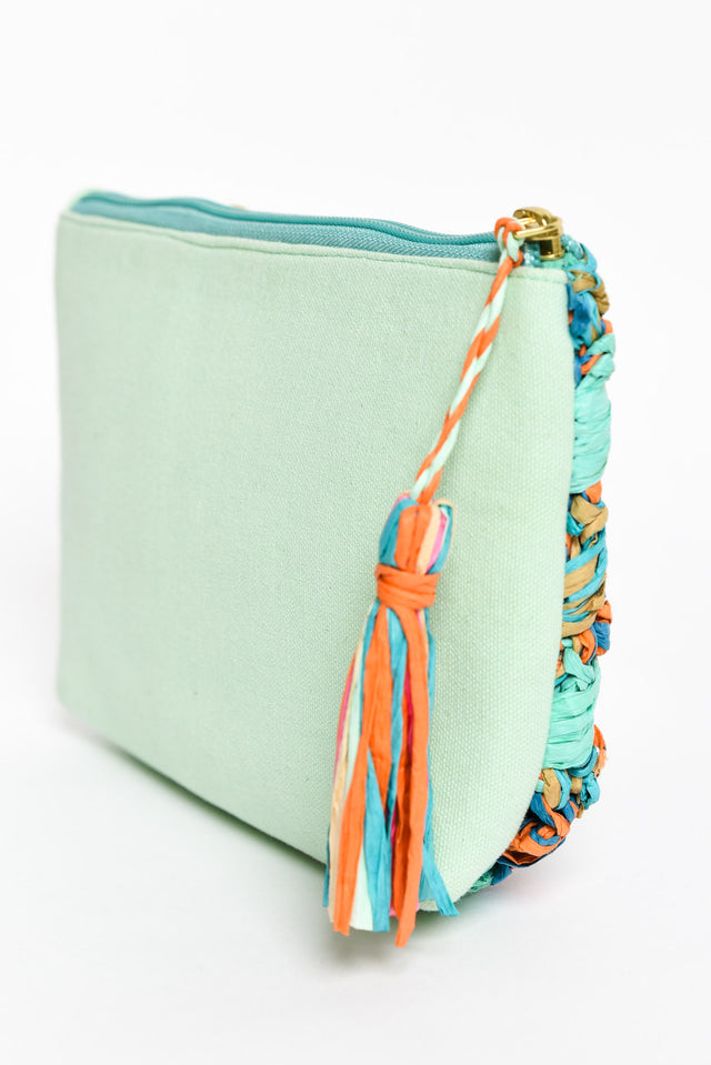 Nebula Turquoise Braided Raffia Clutch