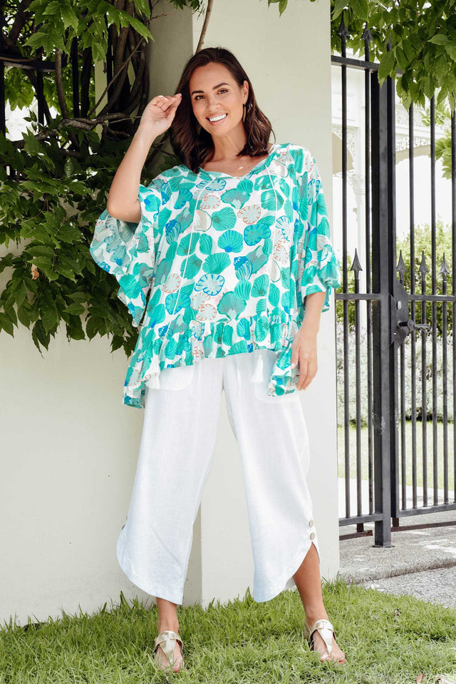 Nesryn Aqua Shores Tassel Ruffle Top
