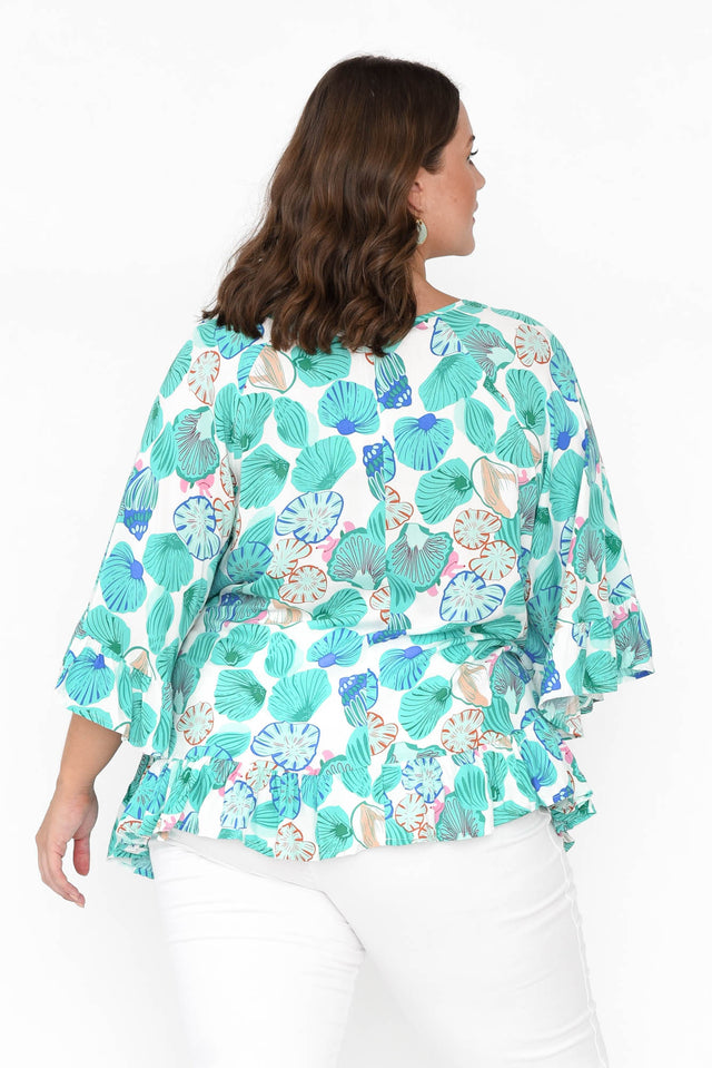 Nesryn Aqua Shores Tassel Ruffle Top