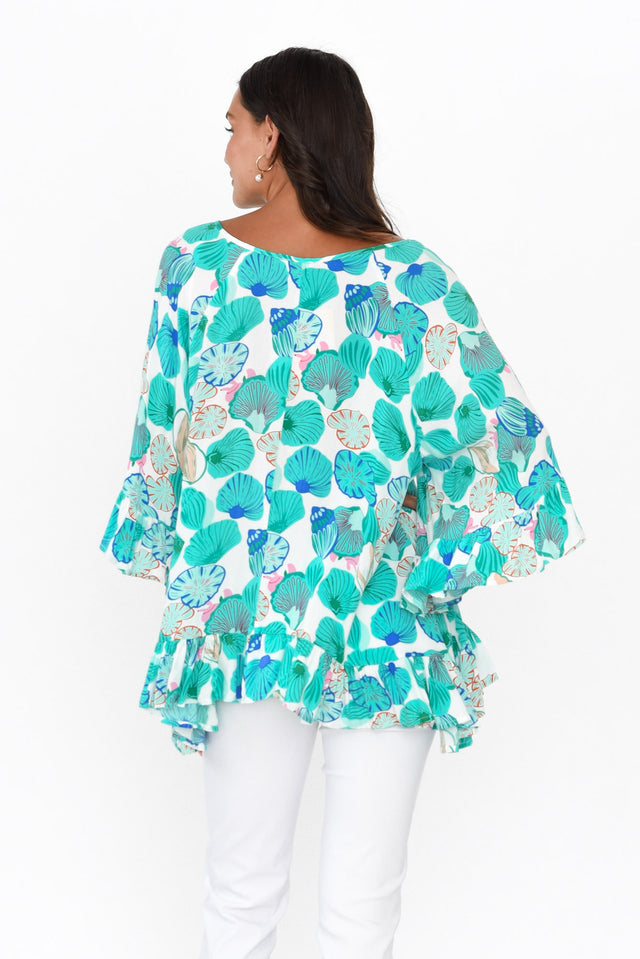 Nesryn Aqua Shores Tassel Ruffle Top