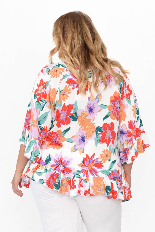 Nesryn White Garden Tassel Ruffle Top