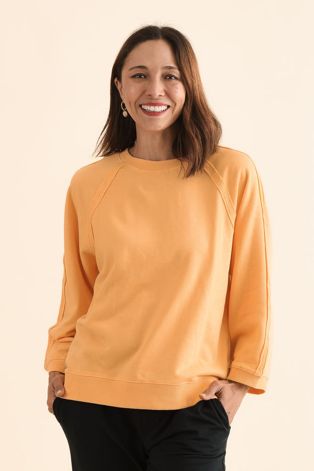 Nessa Peach Cotton Frayed Sweatshirt image 1