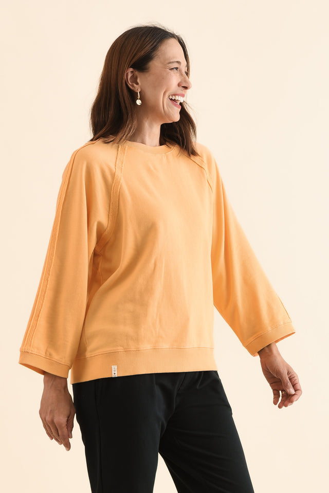 Nessa Peach Cotton Frayed Sweatshirt image 3
