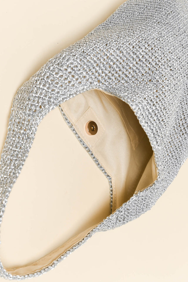 Nevada Silver Metallic Straw Shoulder Bag image 4