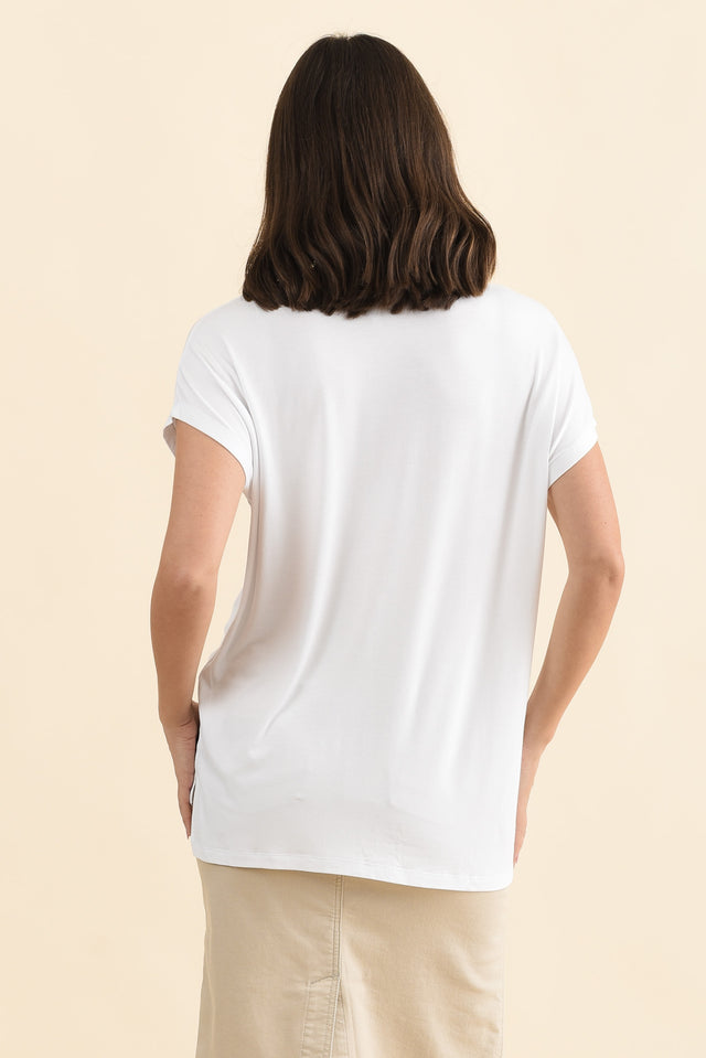 Newton White Drape Tee,Back,Brunette model,alt text|model:MJ image 5