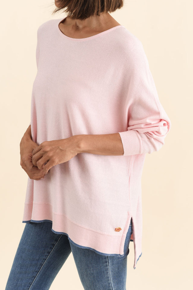Nick Blush Organic Cotton Knit Jumper,Brunette model,alt text|model:Cara image 6