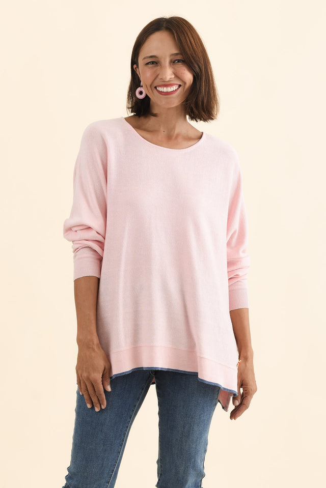 Nick Blush Organic Cotton Knit Jumper,Brunette model,alt text|model:Cara image 1