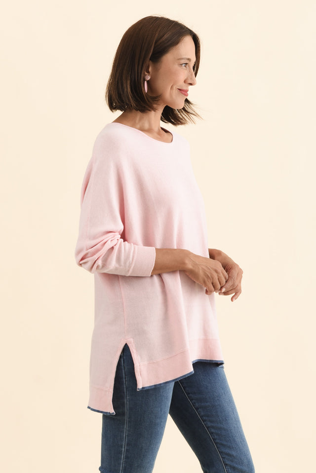 Nick Blush Organic Cotton Knit Jumper,Brunette model,alt text|model:Cara image 4