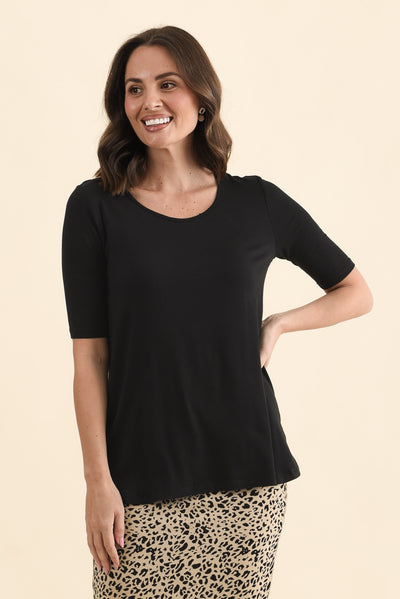 Nicky Black Half Sleeve Top