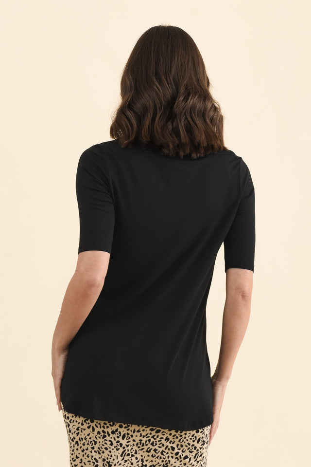 Nicky Black Half Sleeve Top,Back,Brunette model,alt text|model:MJ image 5
