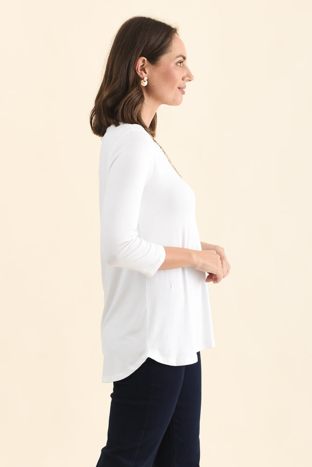 Nicky White 3/4 Sleeve Top,Side,Brunette model,alt text|model:MJ image 4