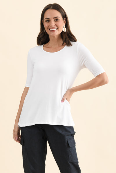 Nicky White Half Sleeve Top