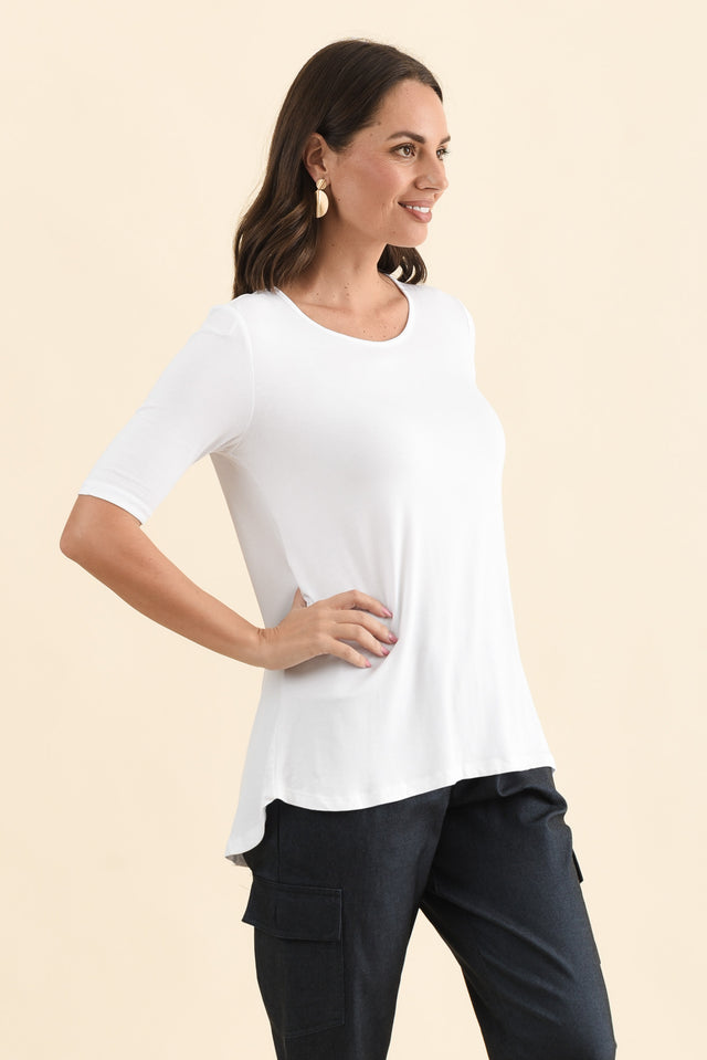 Nicky White Half Sleeve Top,Side,Brunette model,alt text|model:MJ image 4
