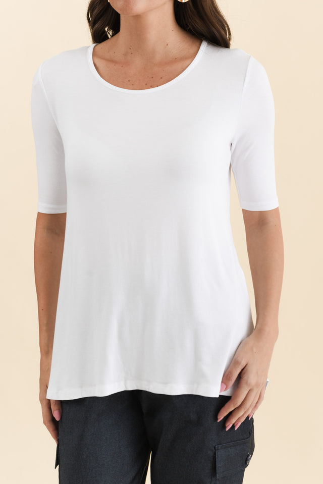 Nicky White Half Sleeve Top,Detail,Brunette model,alt text|model:MJ image 6