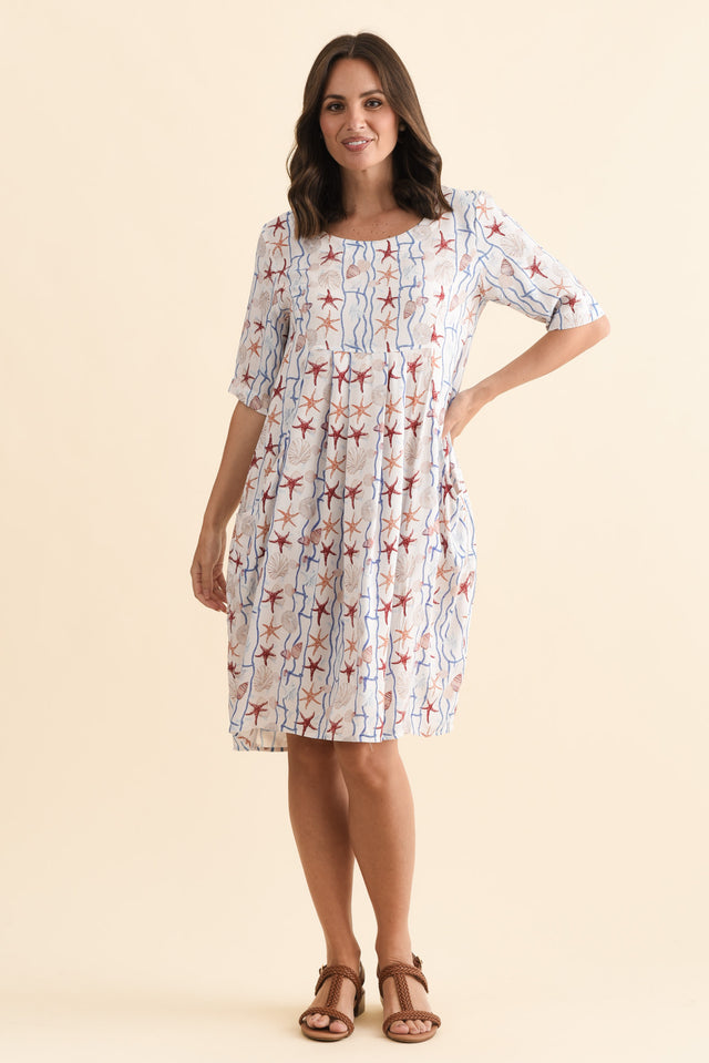 Nina Cream Beach Pocket Dress,Brunette model,alt text|model:MJ image 3