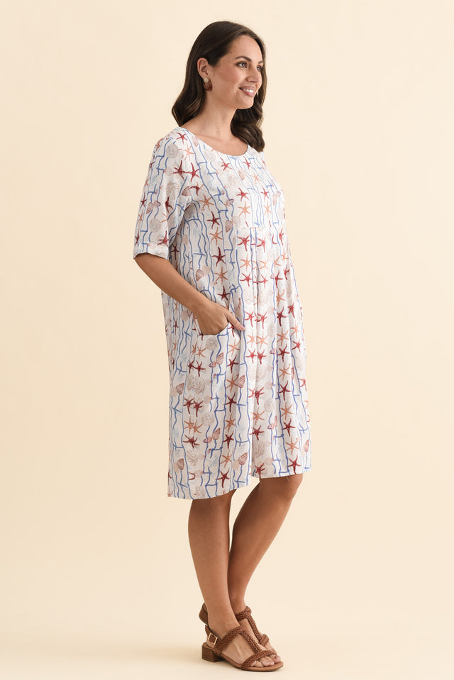 Nina Cream Beach Pocket Dress,Brunette model,alt text|model:MJ image 4