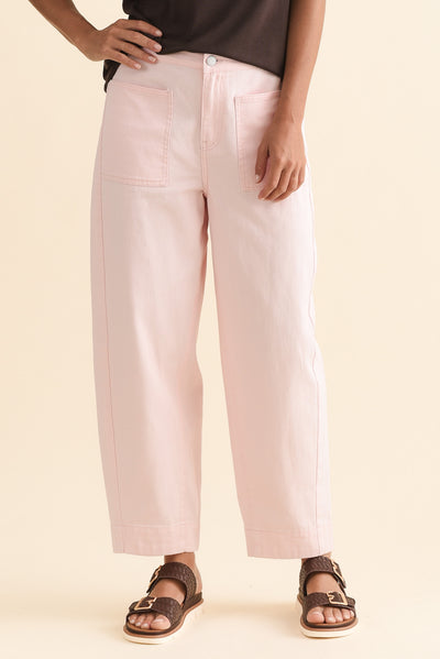 Nina Pink Cotton Barrel Pants