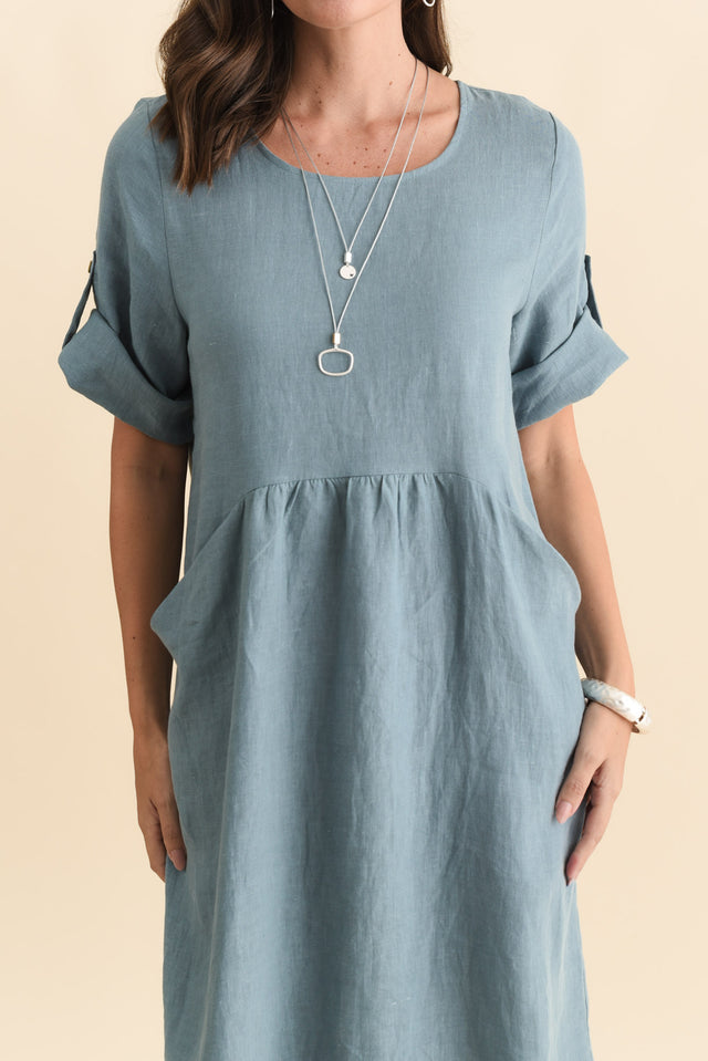Nolita Steel Linen Pocket Dress,Brunette model,alt text|model:MJ image 6