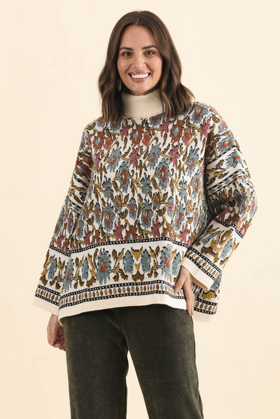 Nordin Cream Motif Knit Jumper