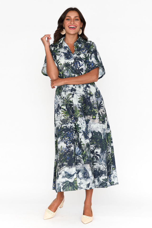 Normie Blue Tropical Belted Dress banner image