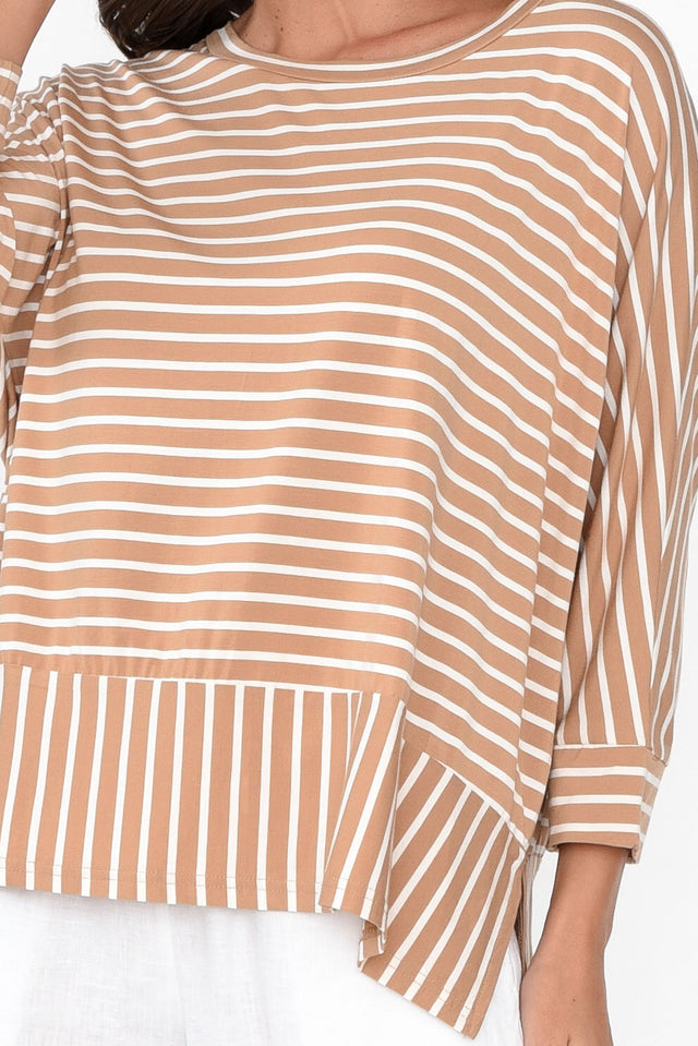 Novalie Beige Stripe Bamboo Top