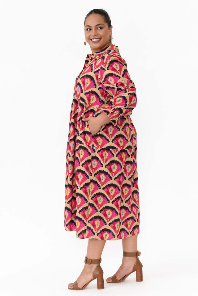 Nyssa Pink Geo Linen Blend Dress image 8