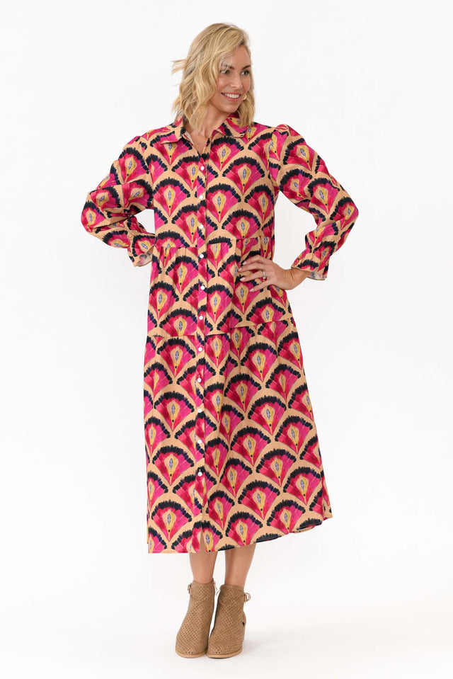 Nyssa Pink Geo Linen Blend Dress image 6