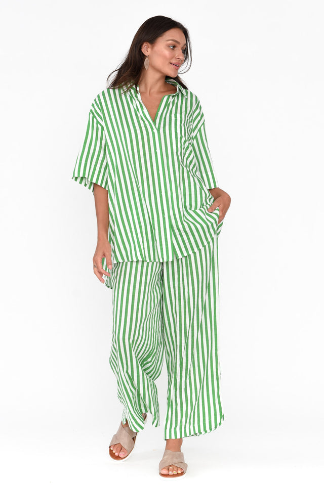Yuri Green Stripe Cotton Blend Pants image 6