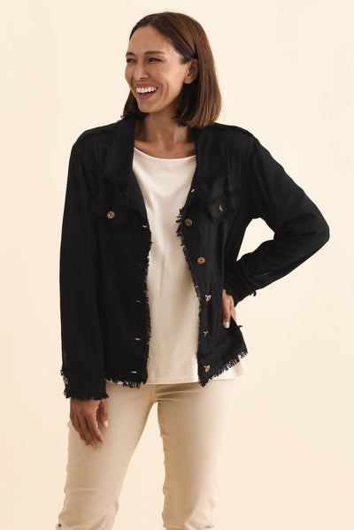 Oakley Black Linen Frayed Jacket