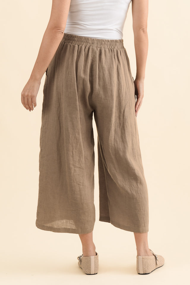 Olga Mocha Linen Wide Leg Pants image 6