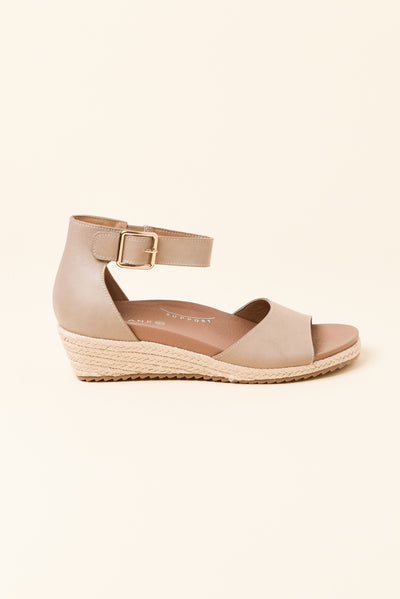 Olivia Taupe Buckle Wedge