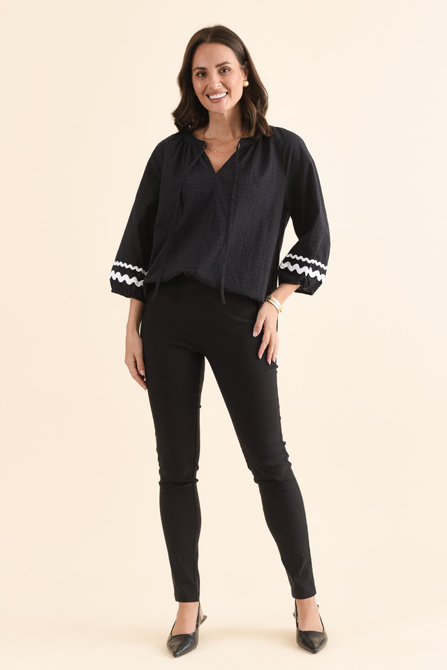 Olympia Black Straight Pants,Full Body,Brunette model,alt text|model:MJ image 8
