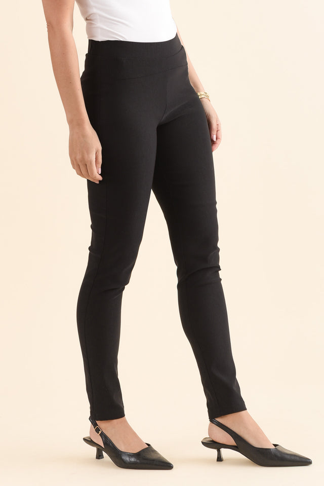 Olympia Black Straight Pants,Side,Brunette model,alt text|model:MJ image 5