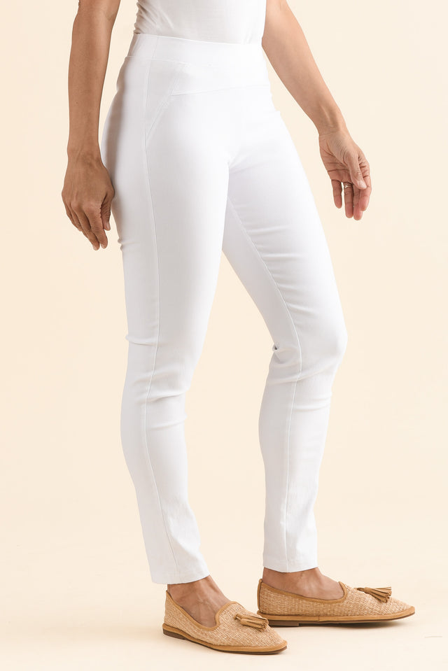 Olympia White Straight Pants,Side,Brunette model,alt text|model:Cara image 5