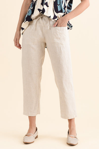 Oman Natural Linen Drawstring Pants